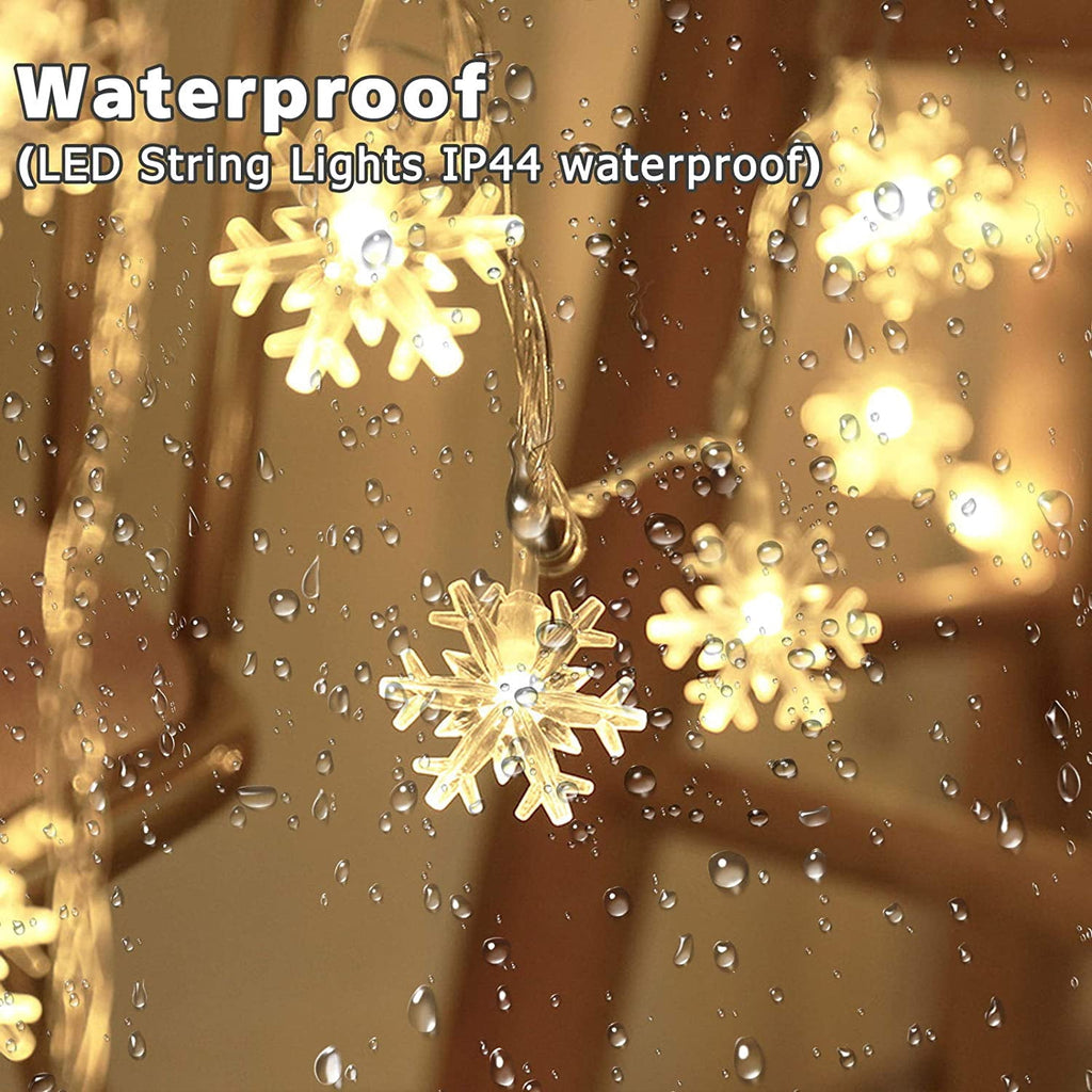 SOMNR Snowflake Christmas Lights 20FT 40 LED, ,Waterproof Fairy Lights for Room Decorations, Outdoor Indoor Patio Decor (Cool White)