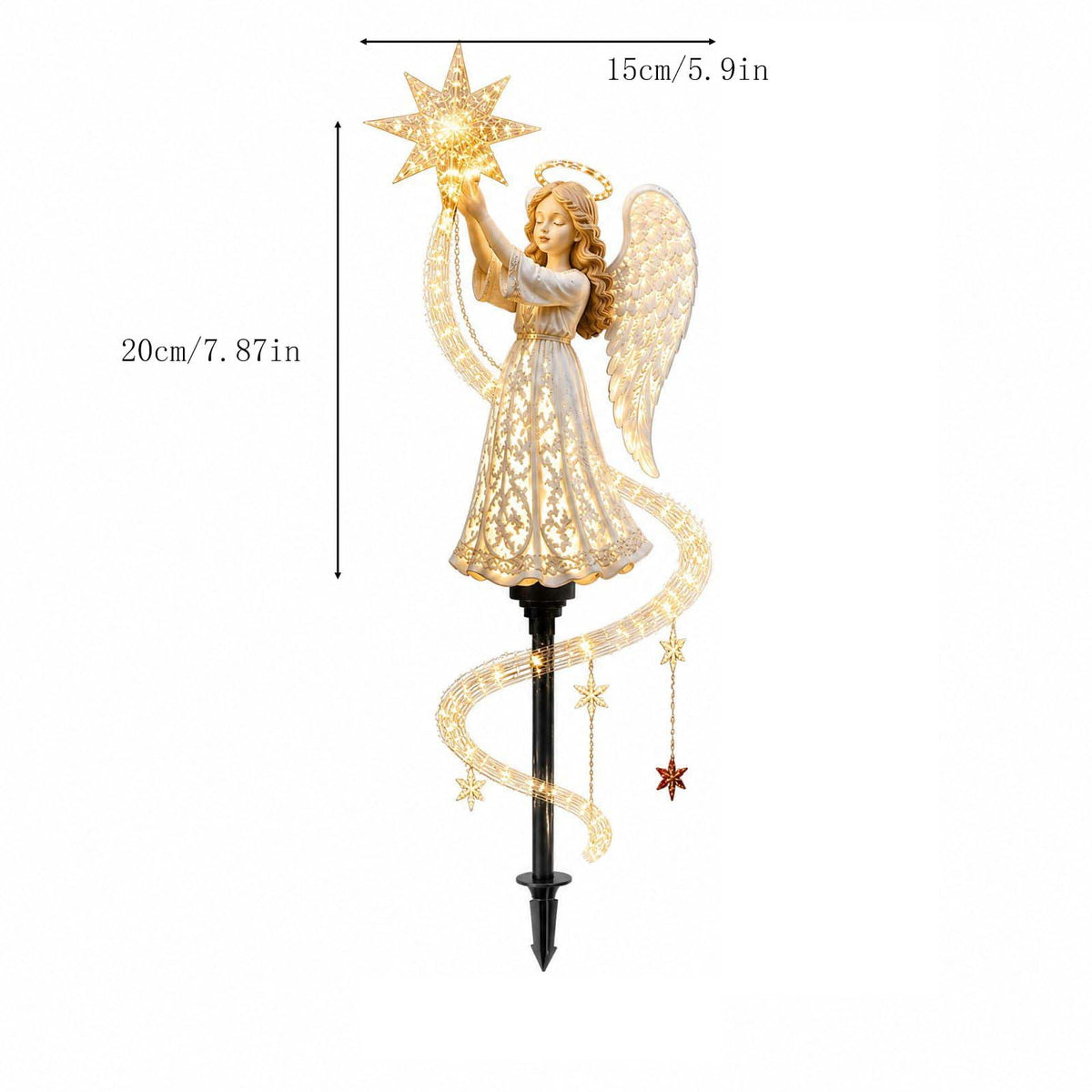 Christmas Reindeer Lighted Yard Stake, Bell and Snowflake Outdoor Decor for Lawn Garden Pathway Porch Holiday Display, 31.9 in