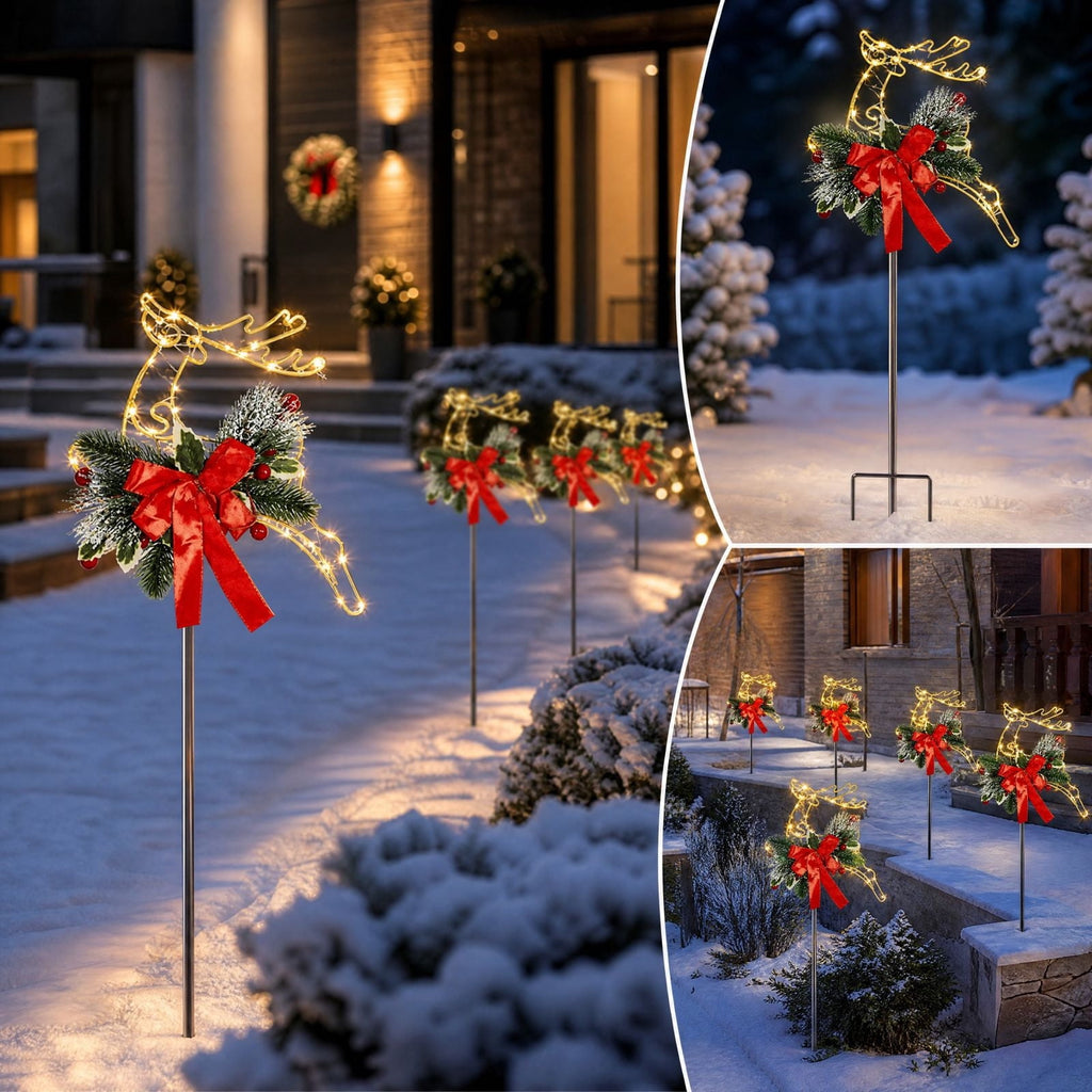 AuroraX Christmas Tree Christmas Decorations DIY 8 Lighting Modes Solar Waterproof Lighted Holiday Yard Stakes Indoor Outdoor Lights Patio Christmas Decorations