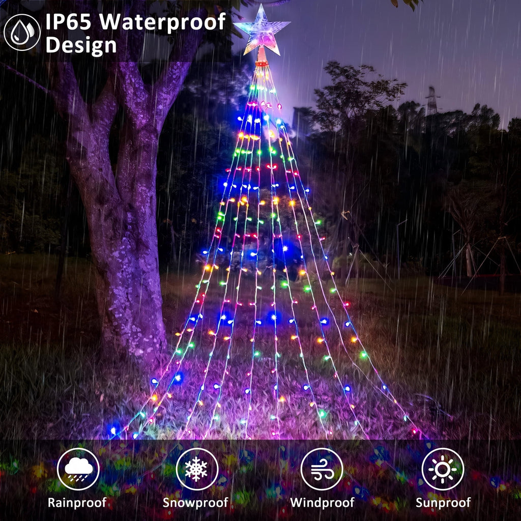 AVOXEZOR Christmas String Lights for Tree, 180 LEDs Christmas Tree Lights with 8 Modes Timer, Waterproof Fairy Lights for Christmas Tree Wall Indoor Outdoor Decor, Multicolor