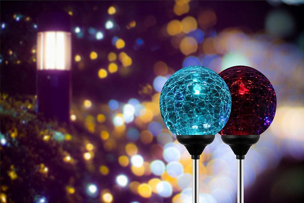 QiShi Solar Garden Lights Tree Outdoor Multi-Color Changing LED Stake Lights Flower for Garden, Patio, Yard and Decoration Solar Flickering Tree Lights (Tree,2 Pack)