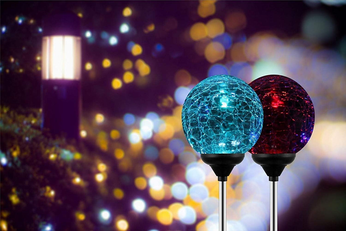 QiShi Solar Garden Lights Tree Outdoor Multi-Color Changing LED Stake Lights Flower for Garden, Patio, Yard and Decoration Solar Flickering Tree Lights (Tree,2 Pack)