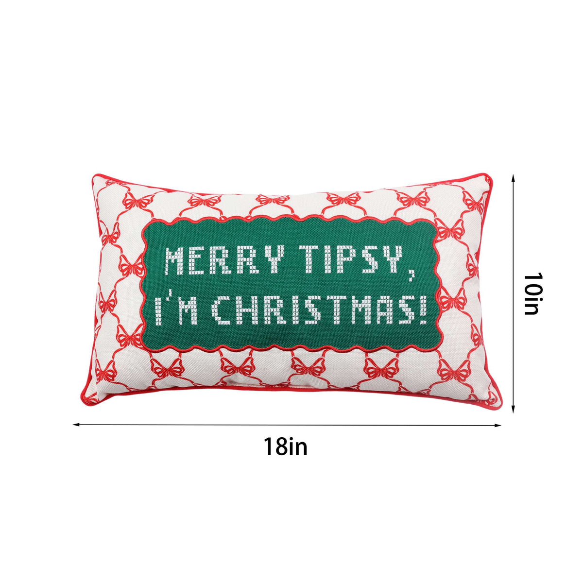 Holiday Time Merry Tipsy Decorative Christmas Lumbar Pillow