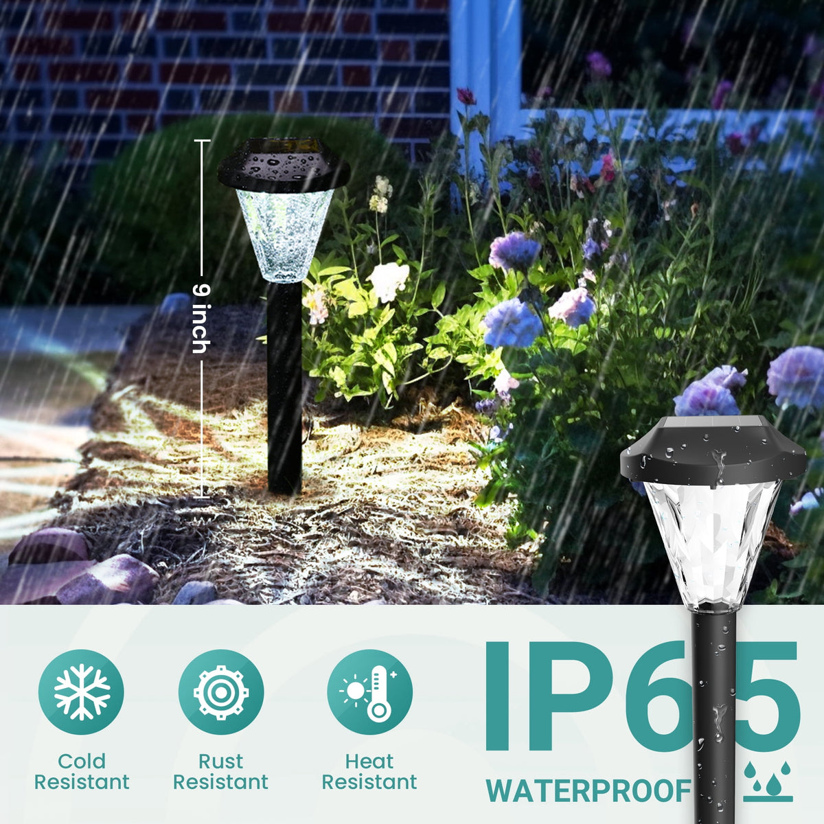 Gigalumi Solar Landscape Lights Contemporary Waterproof Cold White 10-Pack