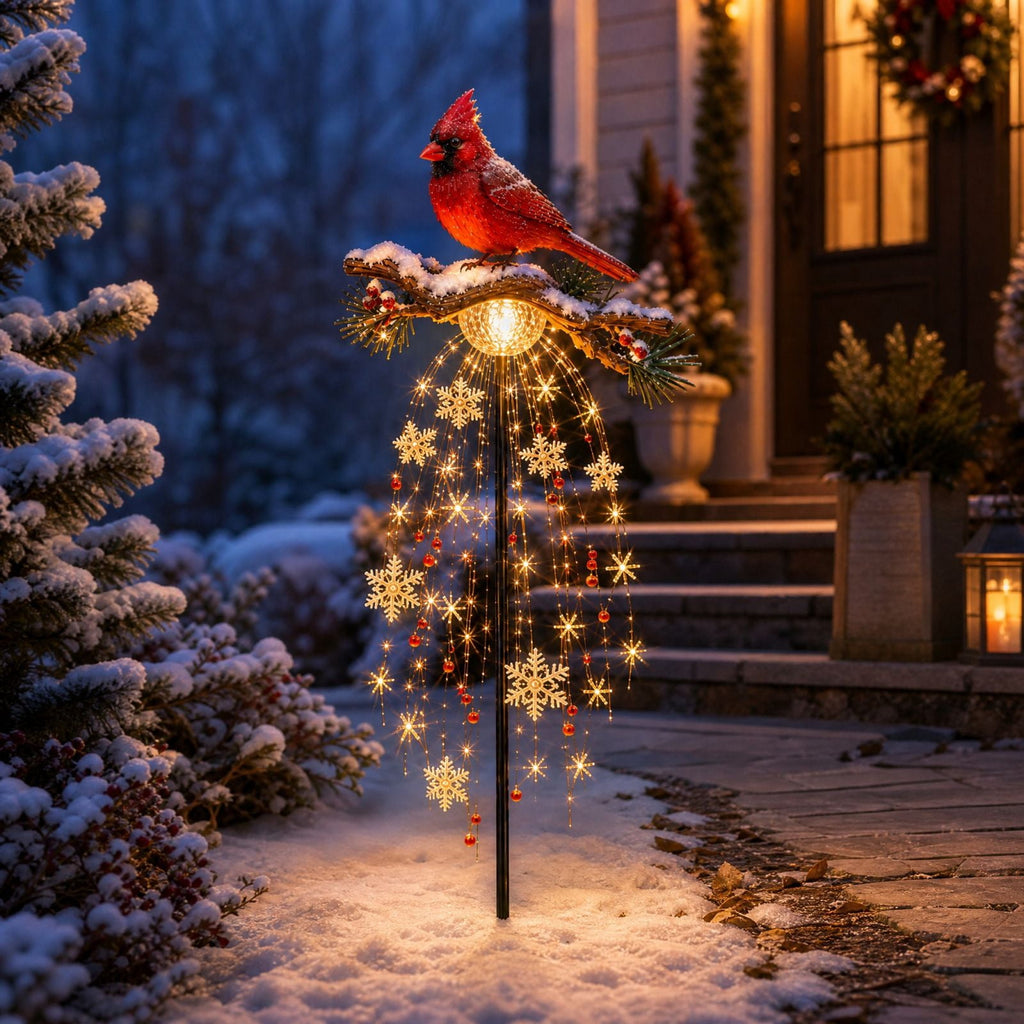 Christmas Reindeer Lighted Yard Stake, Bell and Snowflake Outdoor Decor for Lawn Garden Pathway Porch Holiday Display, 31.9 in