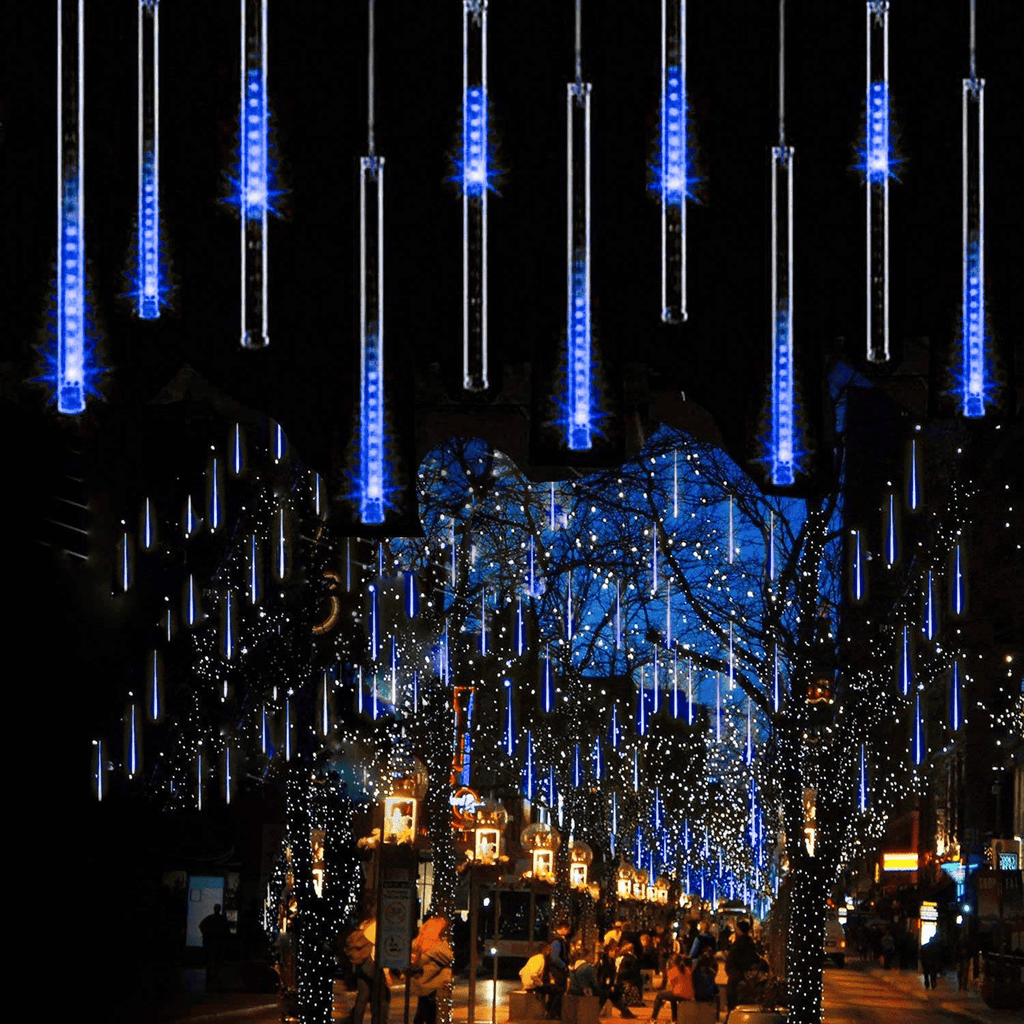 Upgraded Meteor Shower Rain Lights - 19.68 Inch, 10 Tubes, 540 LED Falling Rain Drop Christmas Light, Waterproof Cascading Lights for Holiday Party Wedding Christmas Tree Decoration (White)