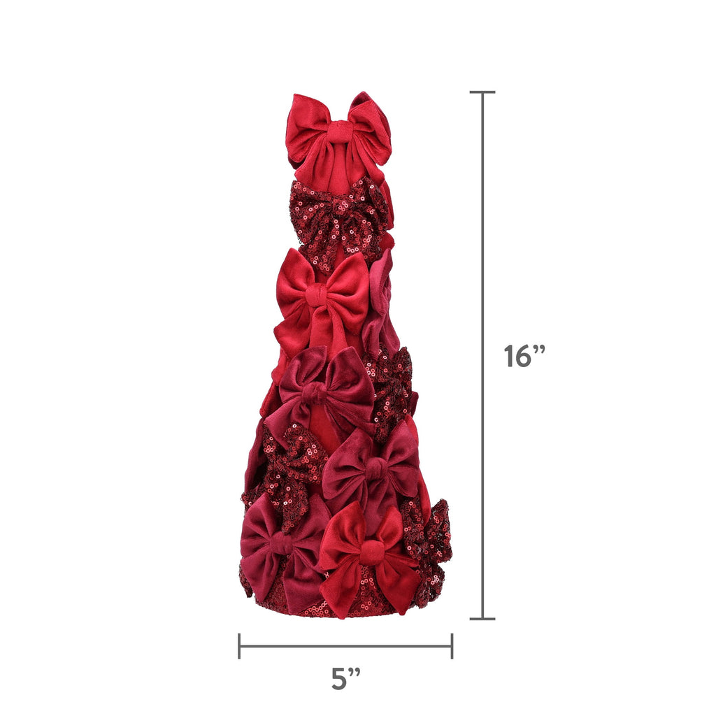 Bow Tree Christmas Decoration, Red, 16", by Holiday Time