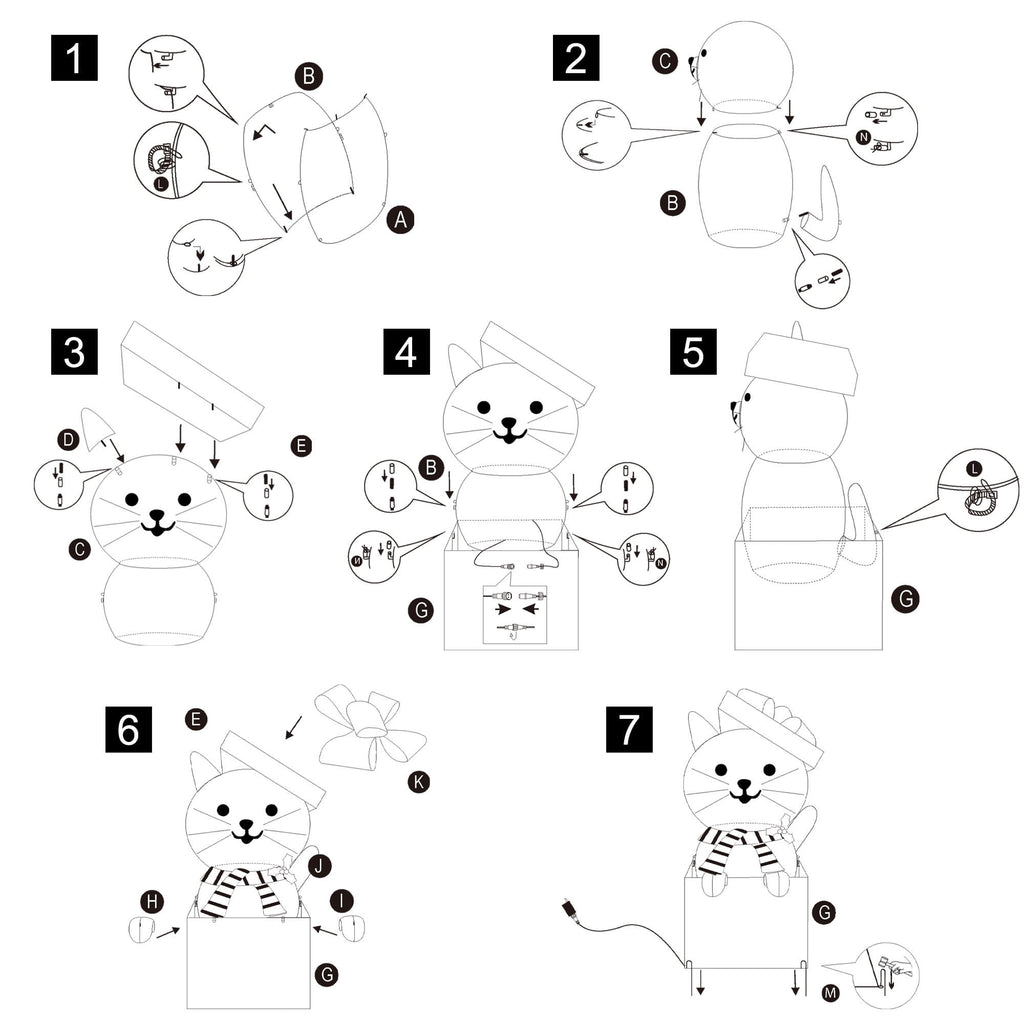Indoor/Outdoor Light-Up Plush Cat Christmas Decoration with 85 LED Lights, Warm White, 31", by Holiday Time