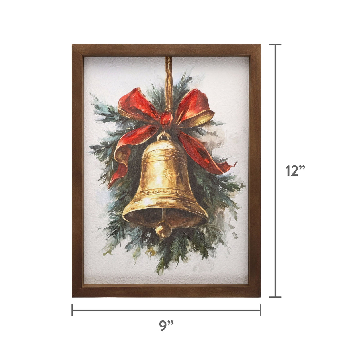 Bell with Ribbon Framed Christmas Wall Art, Multicolor, 9" x 12", by Holiday Time