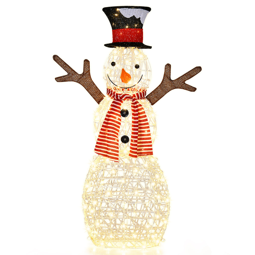 Costway Pre-Lit Standing Snowman Artificial Christmas Decoration with 80 LED Lights