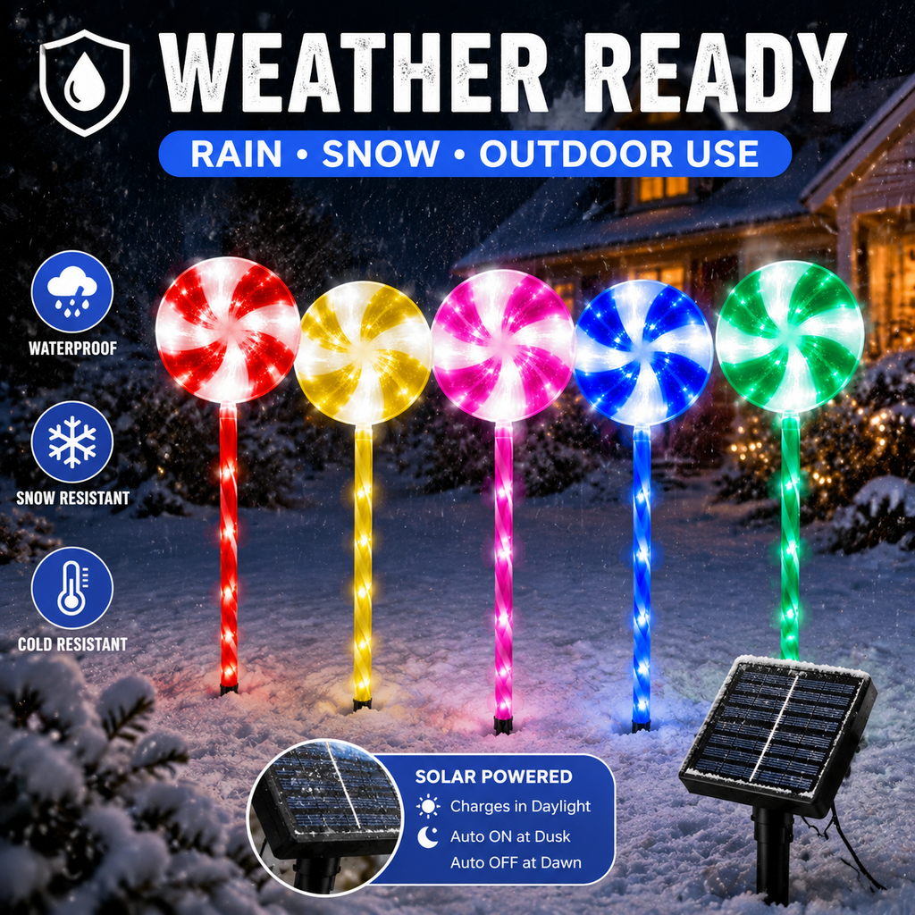 2 Pack Solar Powered Christmas Tree Lights, Outdoor Holiday Decor with 40 Bright LEDs, Waterproof Xmas Garden Decorations for Pathway, Yard, Grave and Lawn