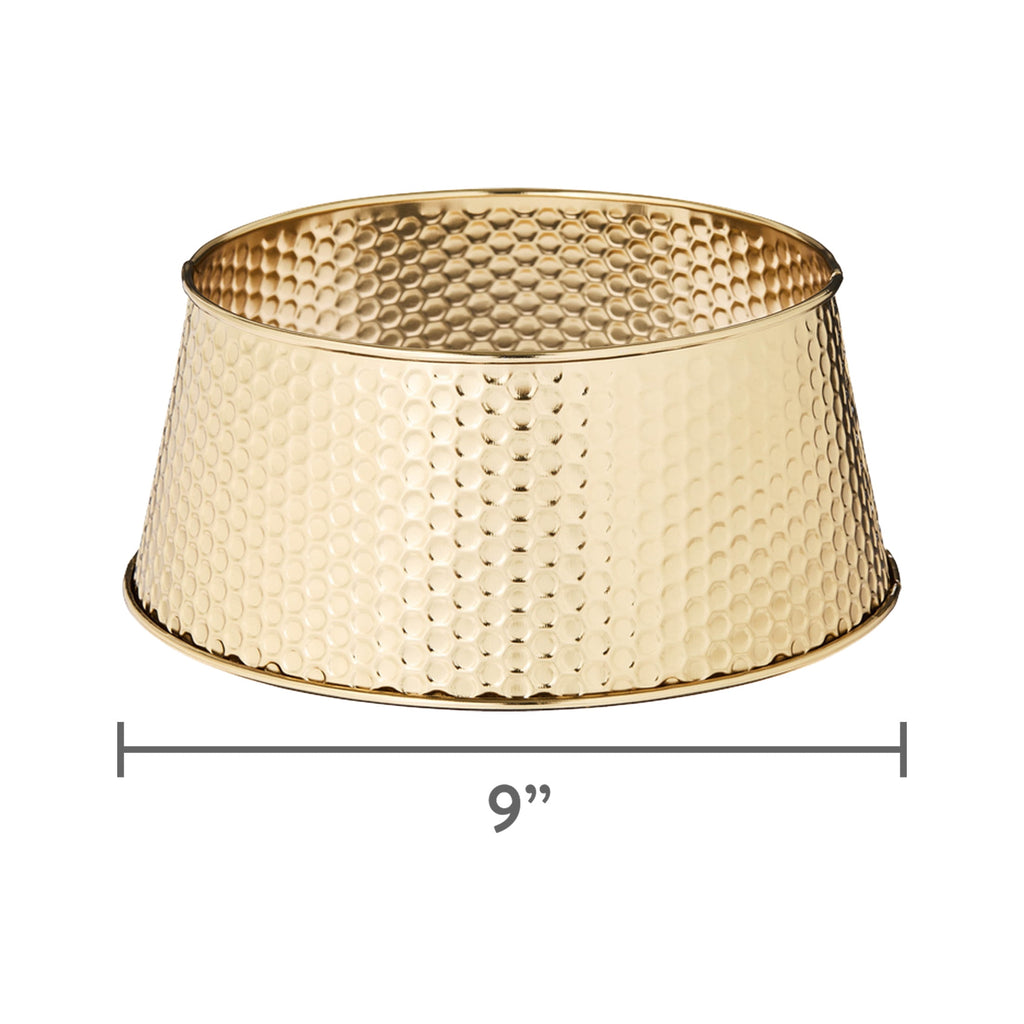 Metal Hammered Mini Christmas Tree Collar, Gold, 9", by Holiday Time