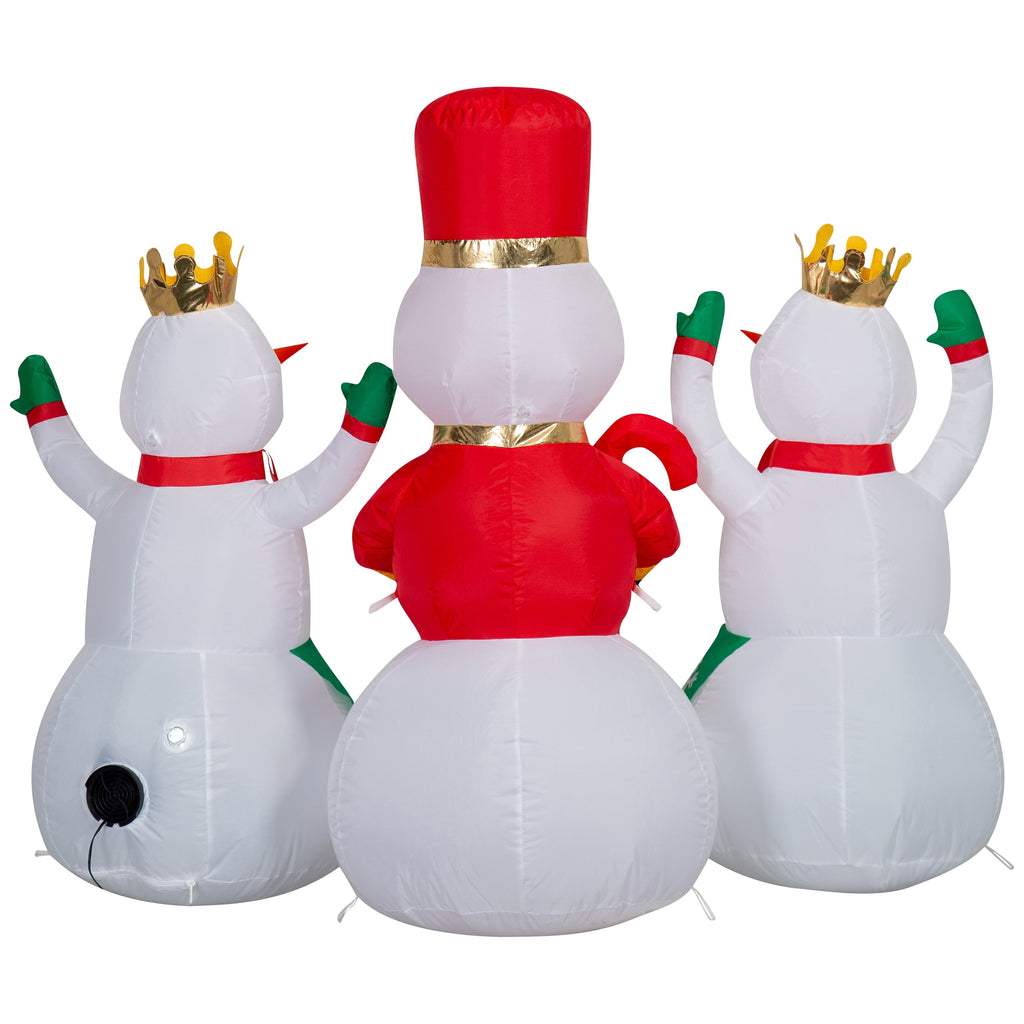 Multicolor Nutcracker Snowman with Dancing Snow Girls Christmas Airblown Yard Inflatable, 4.5', by Holiday Time