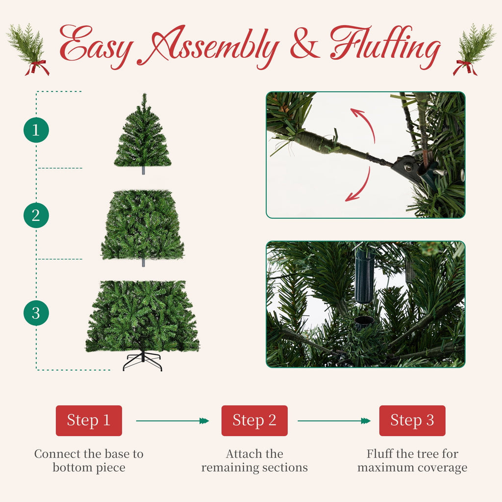 CONCETTA 6FT Pre-Lit Artificial Spruce Christmas Tree with Multicolor LED Lights, Realistic Indoor Home Holiday Decoration