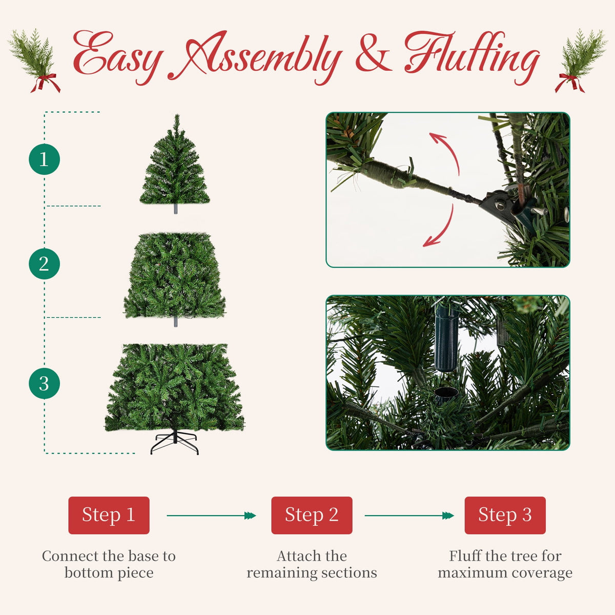 CONCETTA 6FT Pre-Lit Artificial Spruce Christmas Tree with Multicolor LED Lights, Realistic Indoor Home Holiday Decoration