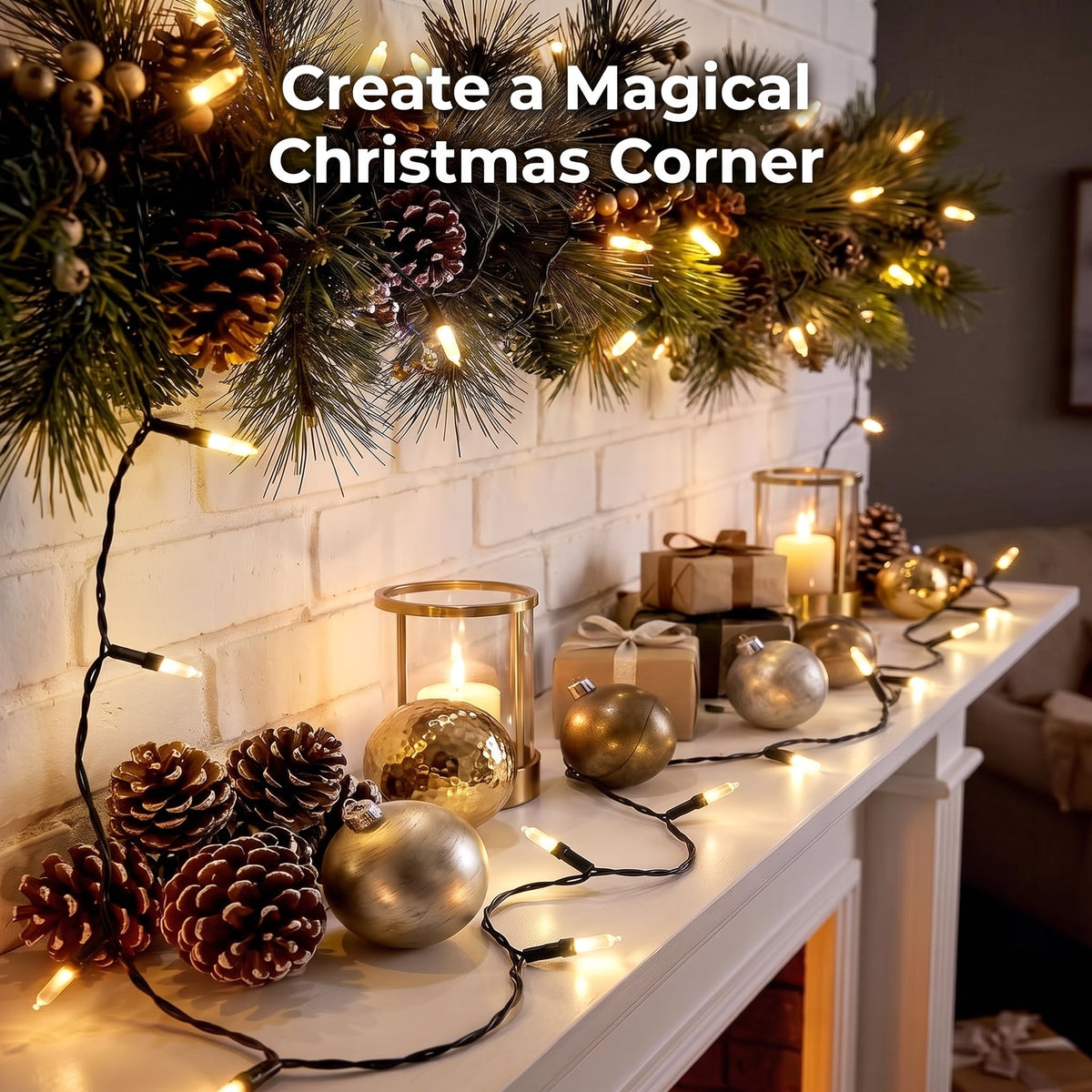 VOLIVO Christmas Lights, 33FT 100 Count Incandescent Waterproof Mini String Lights, Connectable Christmas Decorations for Indoor Outdoor Home Party Garden Yard (Muliticolor)