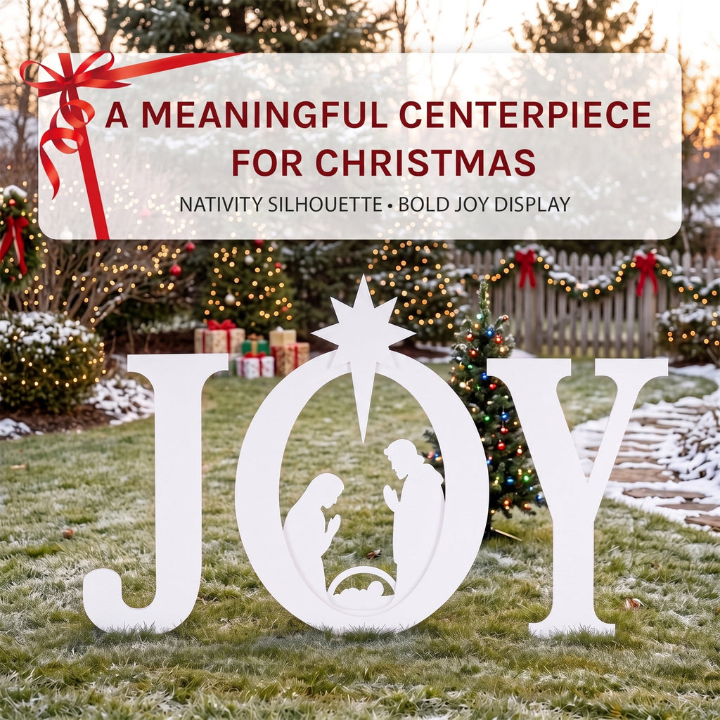 CONCETTA Outdoor JOY Christmas Nativity Decoration for Yard, Red White