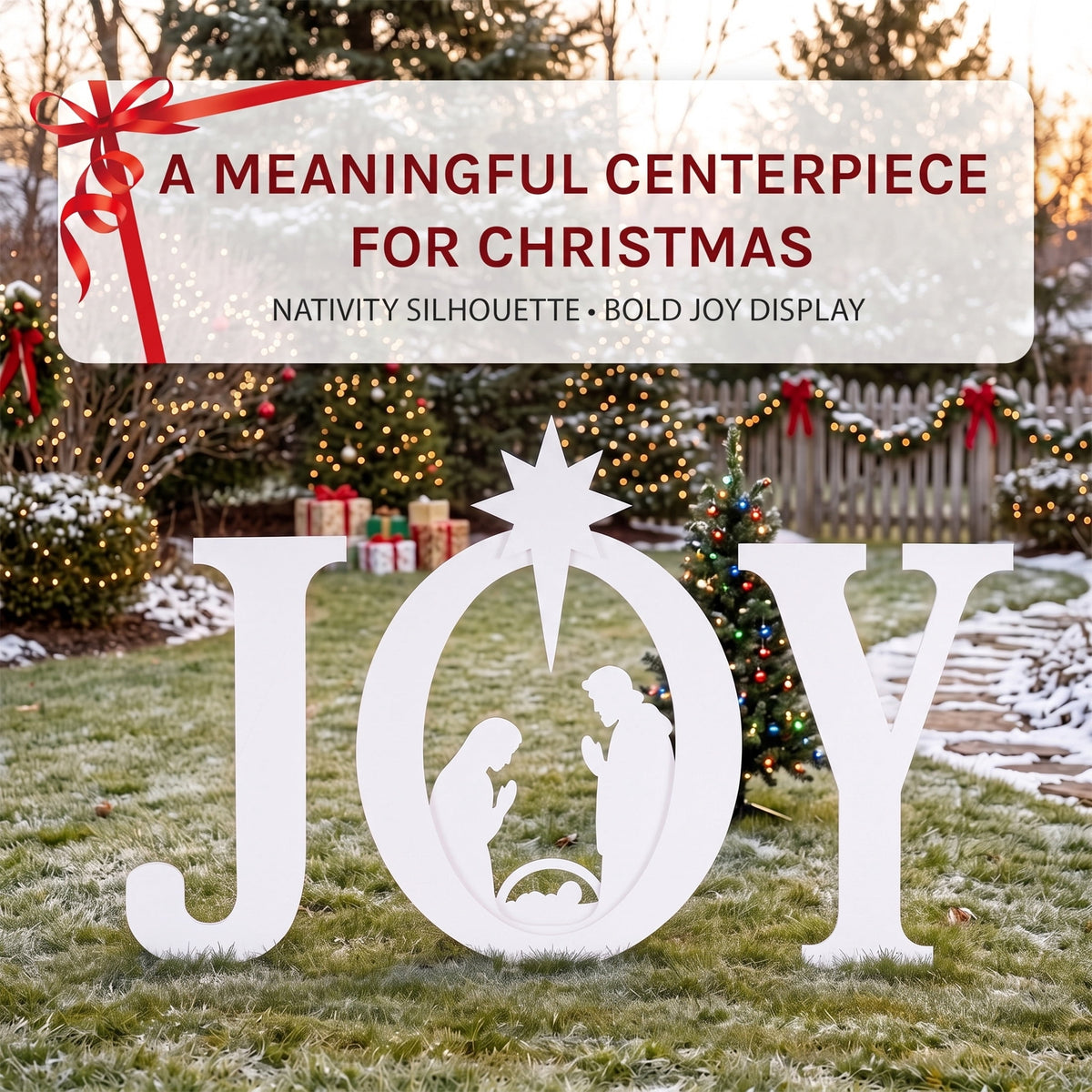 CONCETTA Outdoor JOY Christmas Nativity Decoration for Yard, Red White