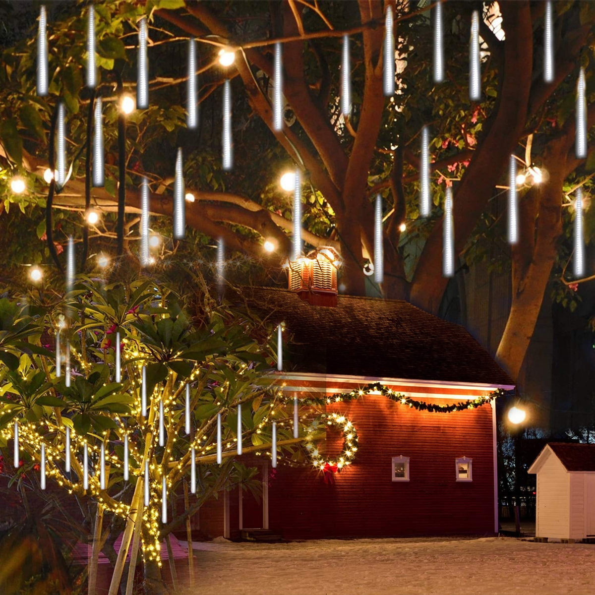 Rirool 20-Inch Blue Meteor Shower Lights, 10 Tubes 540 LED Cascading Falling Rain Christmas String Lights, IP65 Outdoor Plug-In Decor for Trees, Roof, Patio, Wedding and Holiday Display, 1 Set