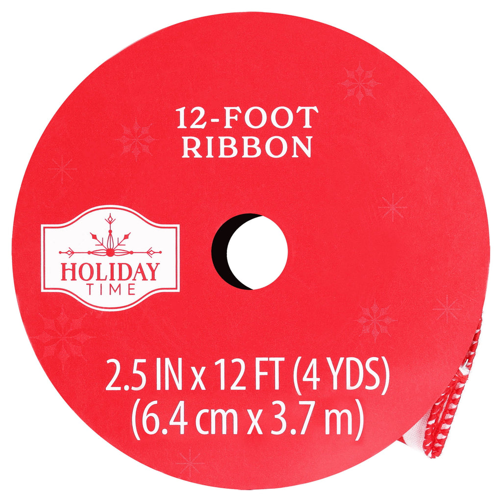 Red and White Diamond Pattern Christmas Ribbon, 2.5" x 12', by Holiday Time