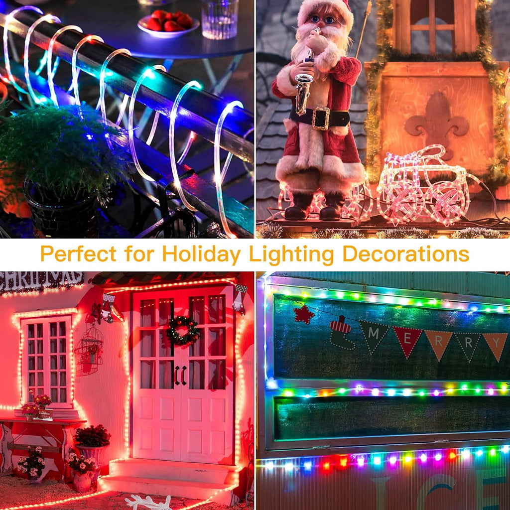 GHODEC Rope Lights Outdoor,33ft 100LED Christmas Lights Outdoor Decor,16 Colors Changing Twinkle Fairy Lights Plug in with Remote & USB for Outdoor Indoor Patio Garden Halloween Holiday Decor