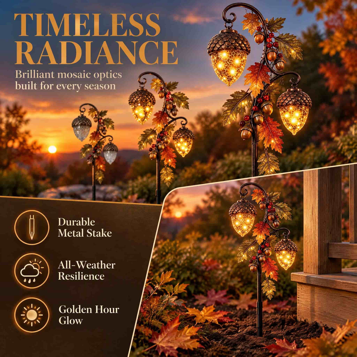 Luckky Christmas Bell Cascade Solar Yard Light, 39.37 Inch Warm White Cascading Bell Garden Stake Light, Solar‑Powered Outdoor Christmas Decor for Lawn, Garden, Pathway & Front Yard, 1 Pack