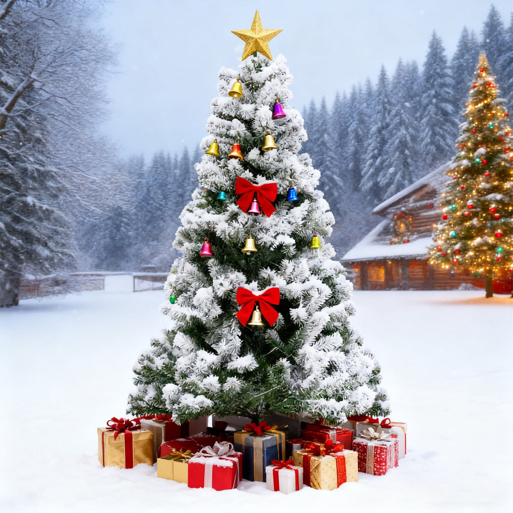 6/7ft Christmas Tree Small Artificial Pencil Tree Fake Christmas Tree with Lights Stand for Xmas Home Office Holiday Decoration