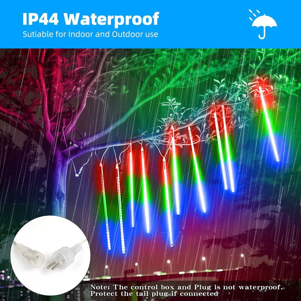 DAYBETTER Multi-Color Meteor Shower Lights Outdoor, Christmas&nbsp;Sting Lights 20in 10 Tube Waterproof Connectable Falling Rain Lights for Garden&nbsp;Yard&nbsp;Halloween Christmas Decoration