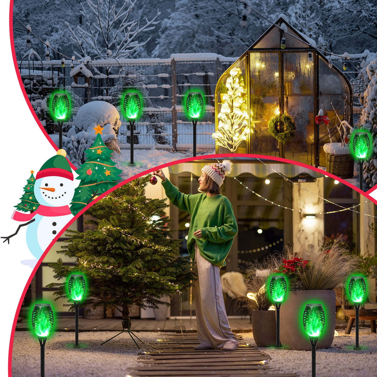 Solar Torch Lights with Flickering Flame, Solar Flickering Lights, 4 Pack Solar Lights Outdoor Waterproof Solar Pathway Lights Landscape Lighting for Garden Lawn Patio Yard Outdoor Decorations