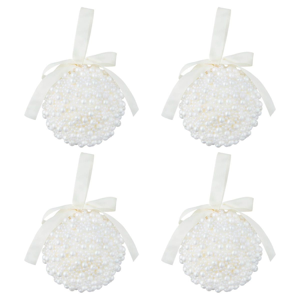 4-Count White Pearl Shatterproof Christmas Ornaments, 3.9", by Holiday Time