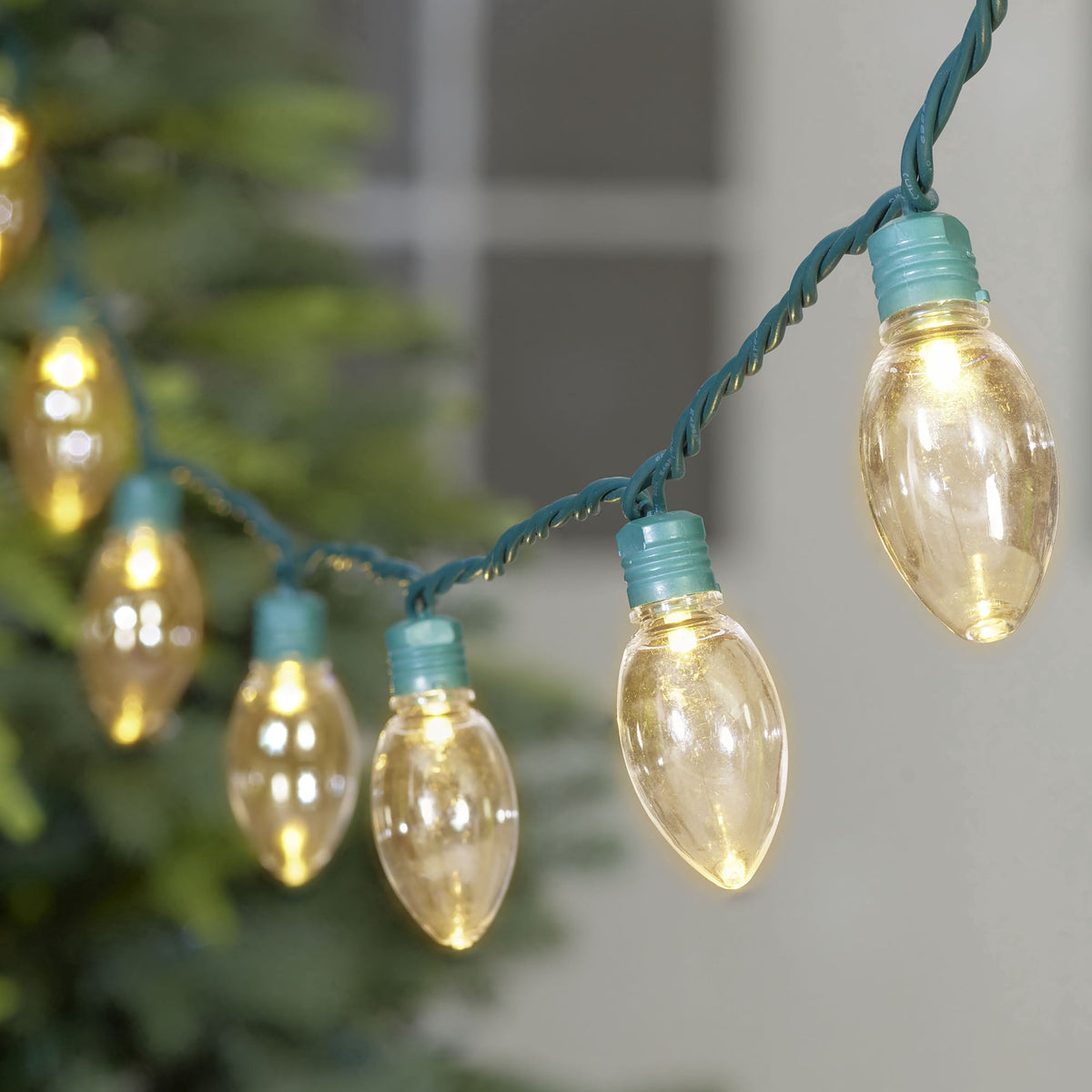 Indoor/Outdoor 100-Count LED Smooth C9 Christmas String Lights, Multicolor, Green Wire, 57', by Holiday Time