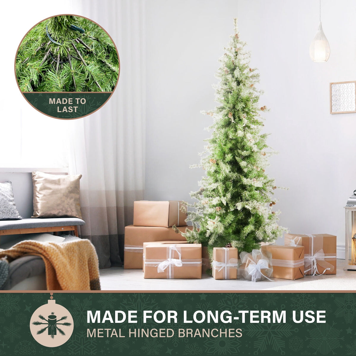 Fraser Hill Farm 9-Ft. Buffalo Fir Slim Artificial Christmas Tree, FFBF090-0SN