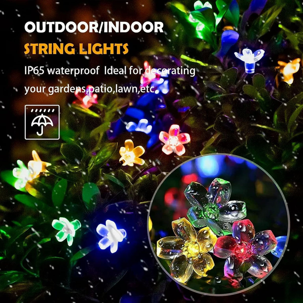 Solar Flower String Lights, Cherry Blossoms Solar Fairy Light,23ft 50 LED Outdoor Waterproof String Lights for Christmas Tree, Home, Garden, Wedding, Patio, Party Decorations(pink)