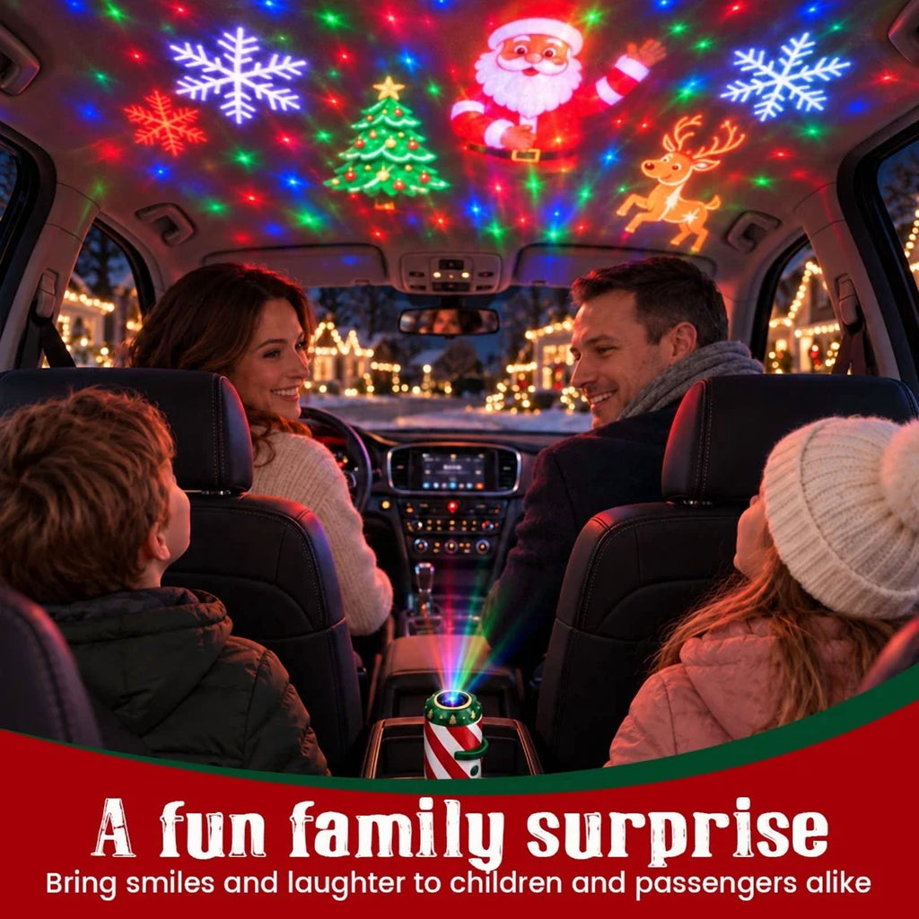 2027 Christmas Projector Light with 12 Films, USB Powered Holiday Projection Lamp with Clear Lens & One-Touch Control, Adjustable Christmas Car Ceiling & Room Decor