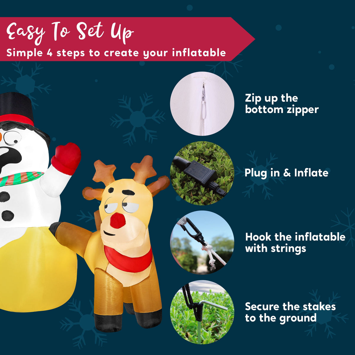 Joyfy 6 FT Christmas Inflatables Snowman Outdoor Decorations,Snowman Christmas Blow Ups Yard Christmas with Built-in LEDs for Holiday Party Garden Lawn Decor