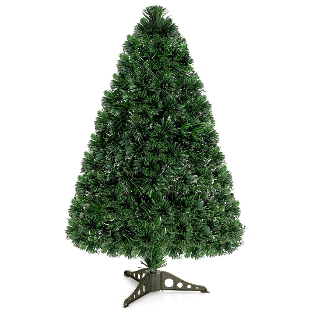 Costway 6Ft Pre-Lit Fiber Optic PVC Christmas Tree Metal Holiday