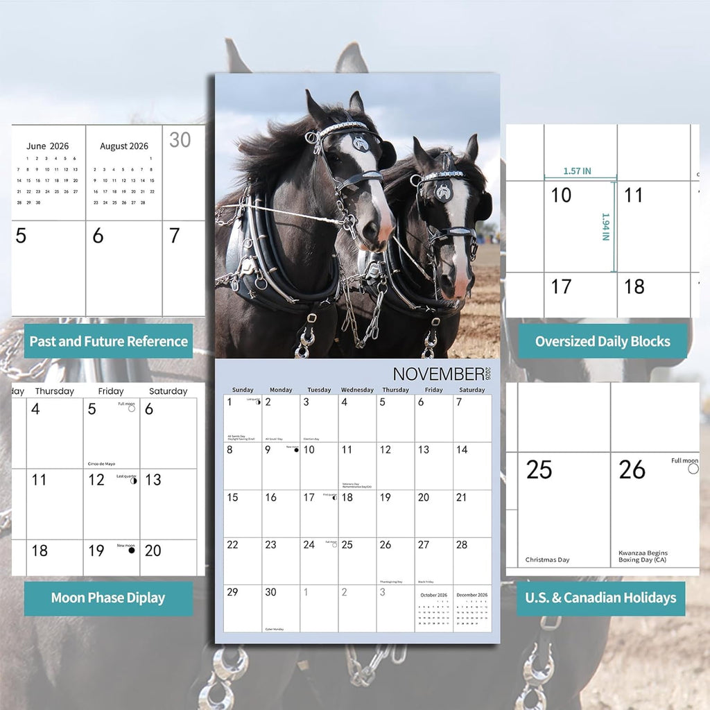 2026 Wall Calendar,Wolf Calendar 2025-2026,Wolf Monthly Wall Calendar, 12" x 24" Open,Family Planner Calendar with Wolf, Home & Office Organizer,Hangable