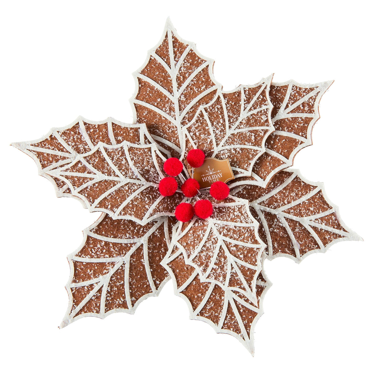 Multicolor Deluxe Gingerbread Poinsettia Clip Christmas Ornament, 12", by Holiday Time