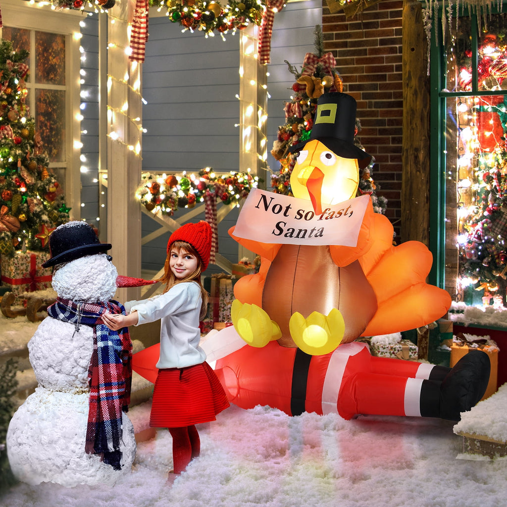 UBesGoo Inflatable Christmas Santa Claus & Turkey Decor Garden Decoration Thanksgiving