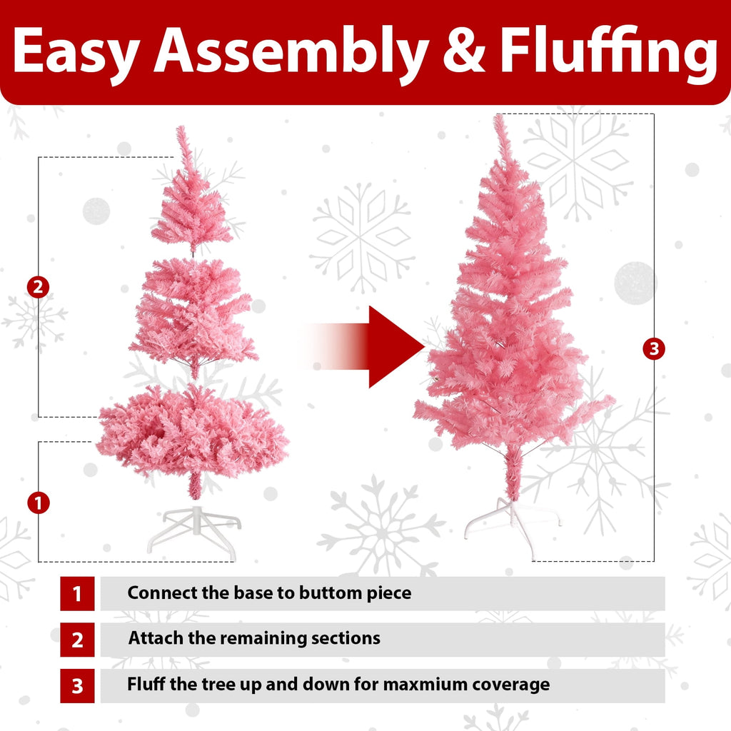 AGCAN Artificial Christmas Tree, 5ft Unlit Christmas Pine Tree with 350 Branch Tips, Xmas Tree with Metal Stand for Indoor Home Office Decor, Green