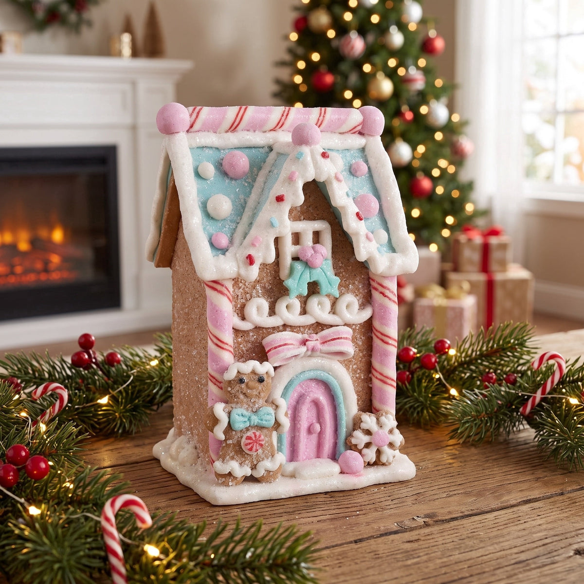 Clay Dough Gingerbread House with Gumdrops Christmas Decoration, Multicolor, 5.3", by Holiday Time