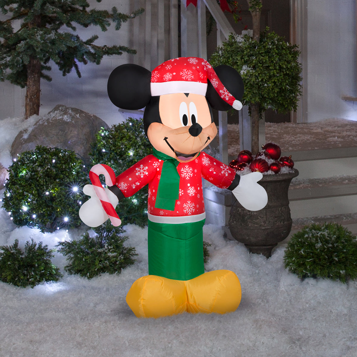 3.5 ft. H Christmas Airblown Inflatables Mickey W Snowflake Stocking Cap And Scarf
