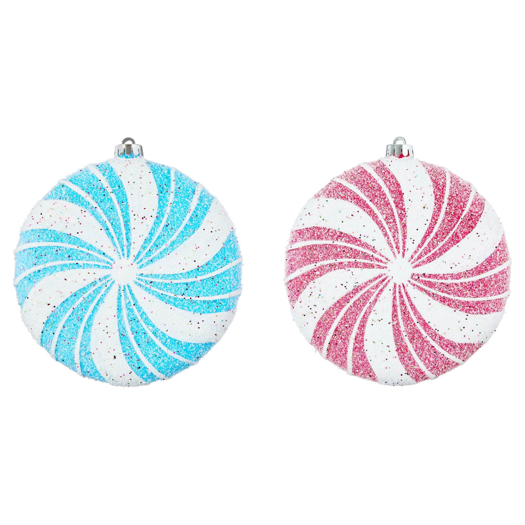 2-Count Red and White Jumbo Tinsel Candy Cane Shatterproof Christmas Ornaments, 14", by Holiday Time