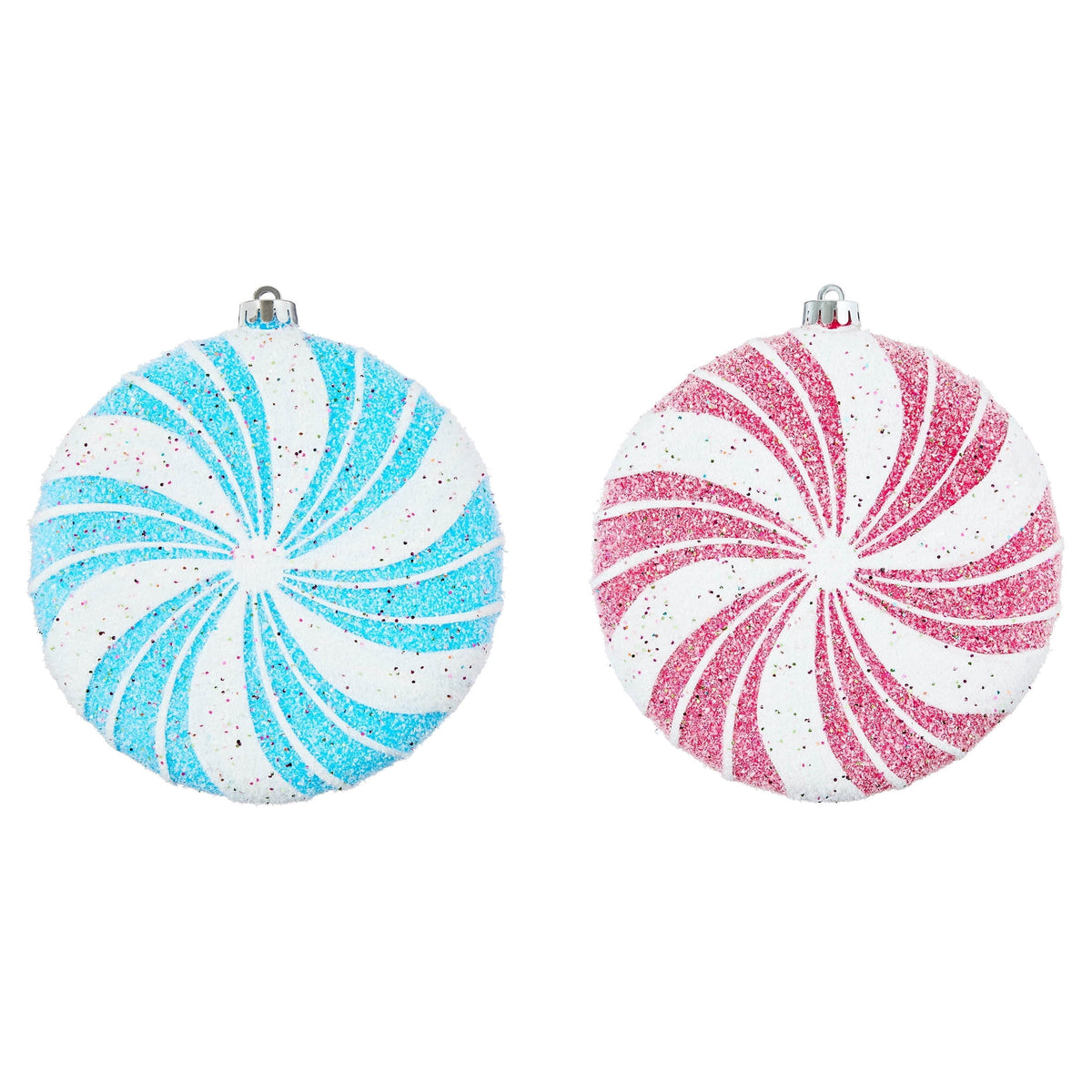 2-Count Red and White Jumbo Tinsel Candy Cane Shatterproof Christmas Ornaments, 14", by Holiday Time