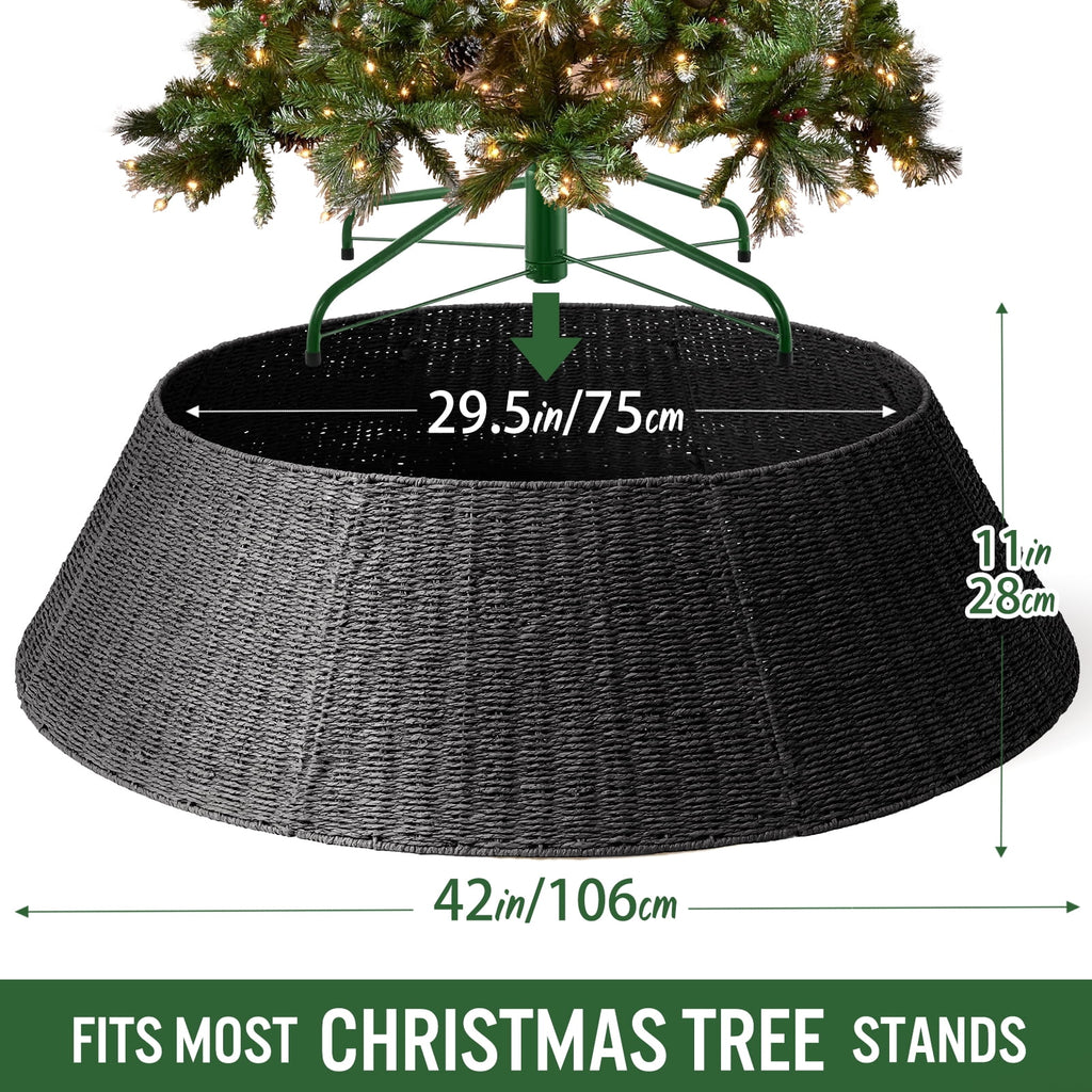 Ayieyill 26 inch Christmas Tree Collar, Christmas Tree Skirt for Christmas Tree Decorations | Rattan (Pink)
