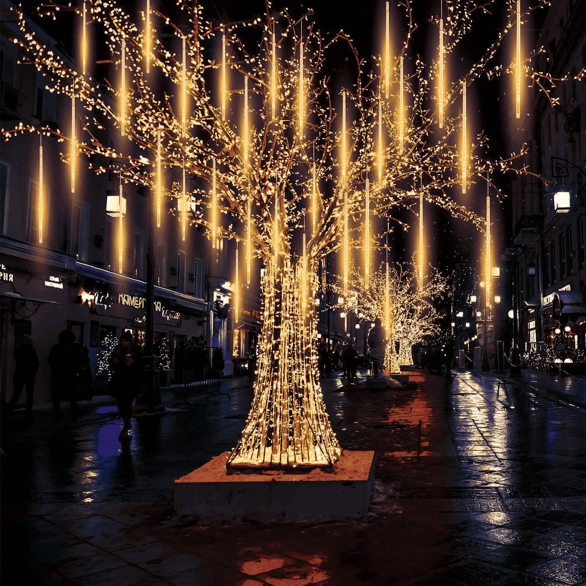 Upgraded Meteor Shower Rain Lights - 19.68 Inch, 10 Tubes, 540 LED Falling Rain Drop Christmas Light, Waterproof Cascading Lights for Holiday Party Wedding Christmas Tree Decoration (White)