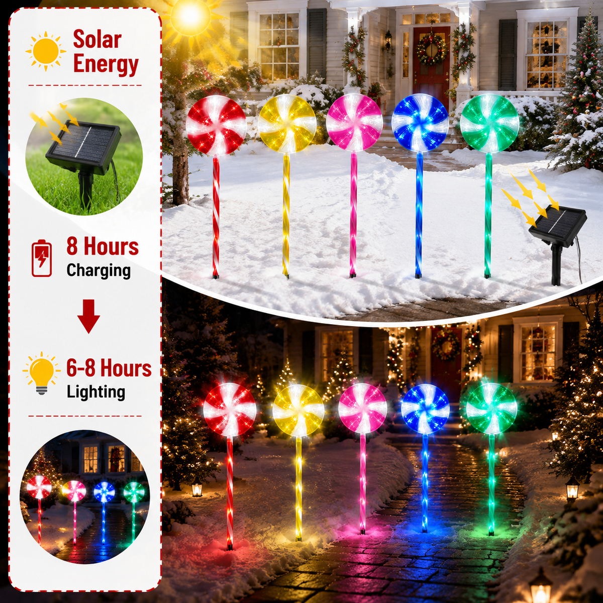 2 Pack Solar Powered Christmas Tree Lights, Outdoor Holiday Decor with 40 Bright LEDs, Waterproof Xmas Garden Decorations for Pathway, Yard, Grave and Lawn