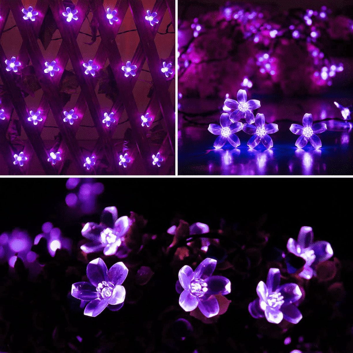 Solar Flower String Lights, Cherry Blossoms Solar Fairy Light,23ft 50 LED Outdoor Waterproof String Lights for Christmas Tree, Home, Garden, Wedding, Patio, Party Decorations(pink)