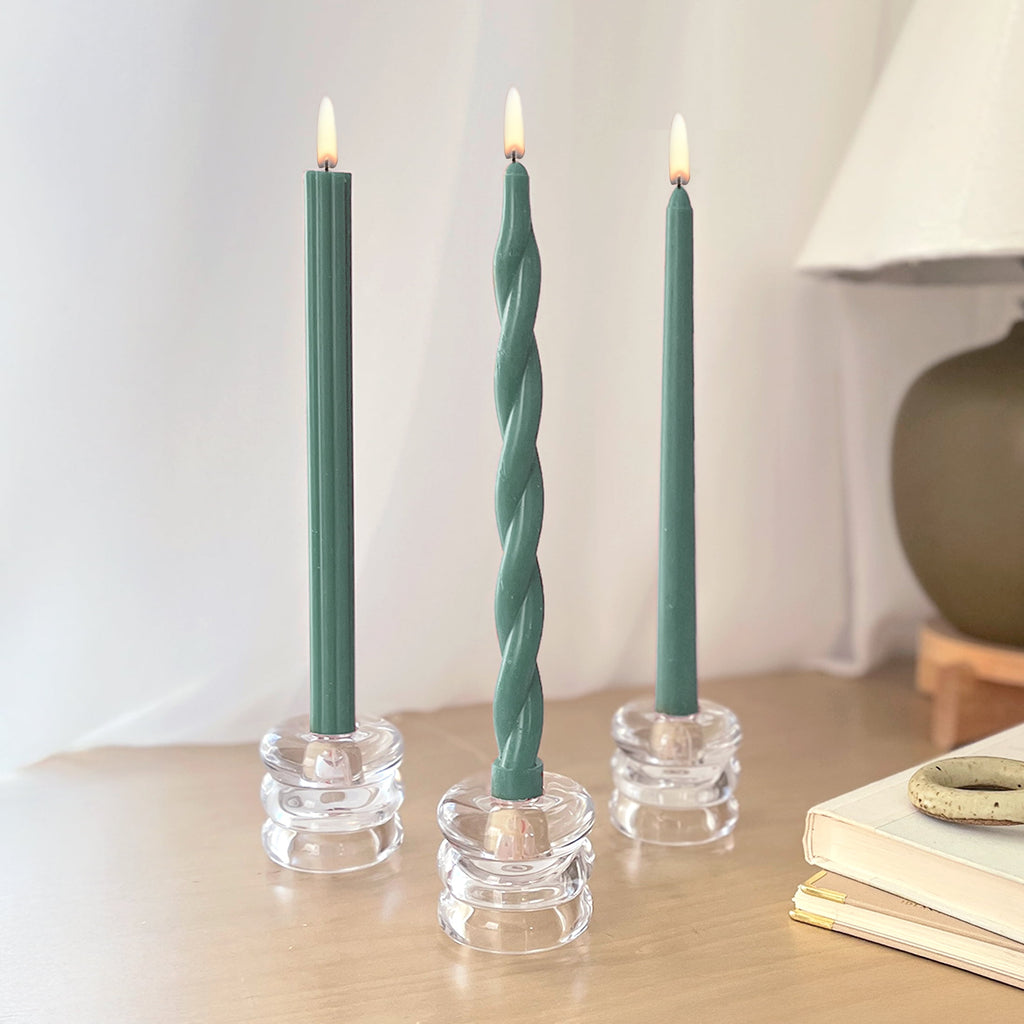 Mainstays Paraffin Wax 10 in Ribbed Taper Candle, Unscented, Red