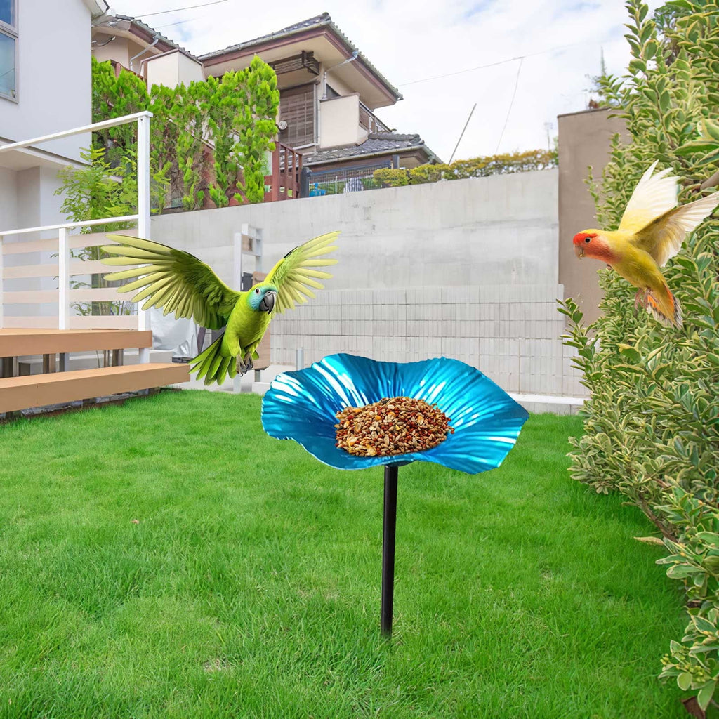SLYNSHome Hummingbird Baths for outdoors Flowers Shaped Bird Bath Garden Decoration Hummingbird Feeders With Metal Stake for Yard Patio Outside (Hot Pink)
